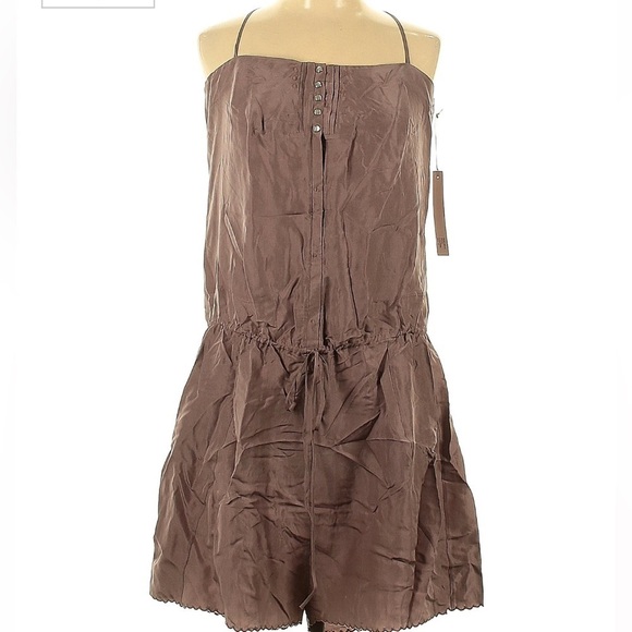 Lerario Beatriz 100% silk taupe romper 10 - Picture 1 of 12
